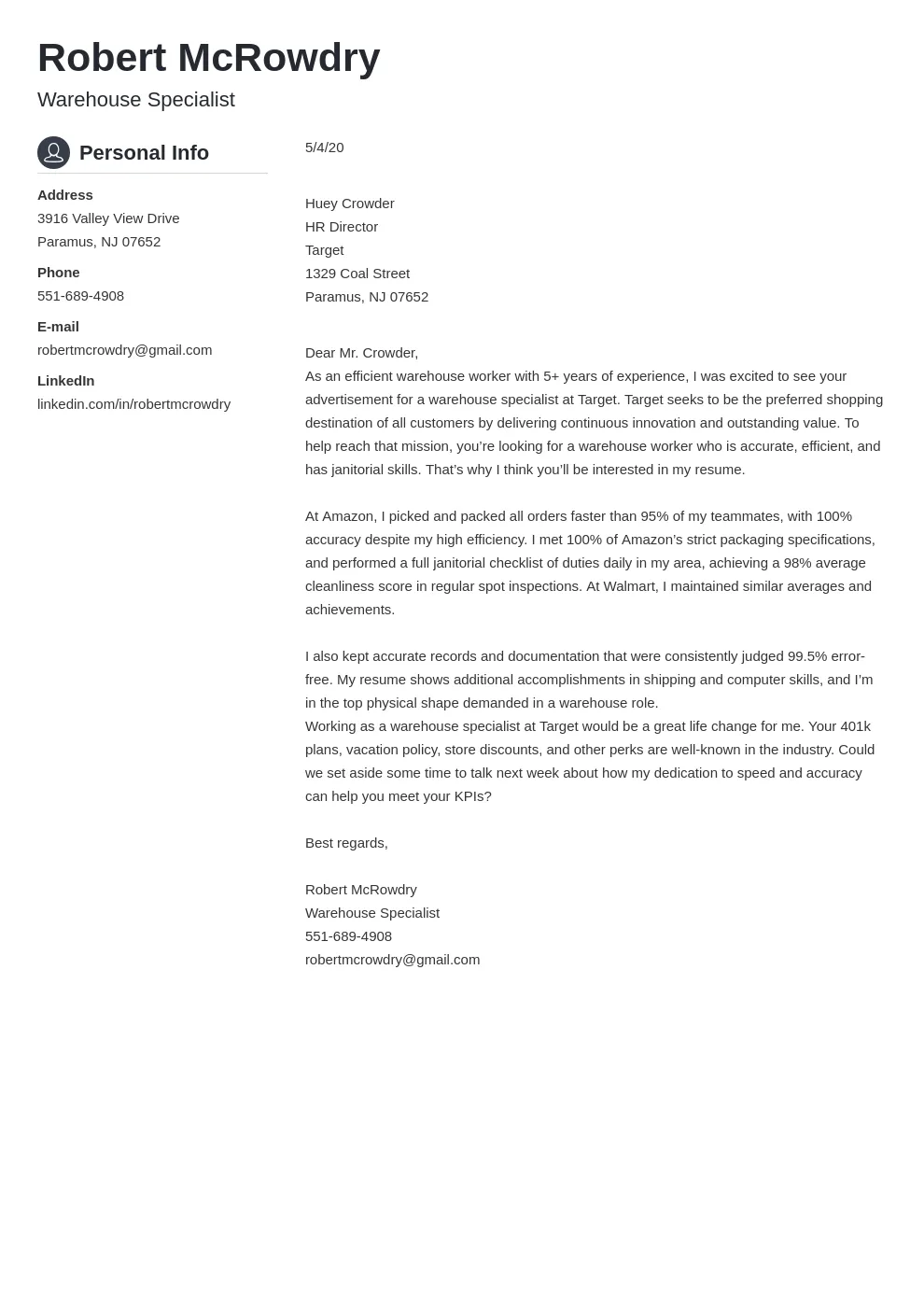 38439 warehouse worker cover letter