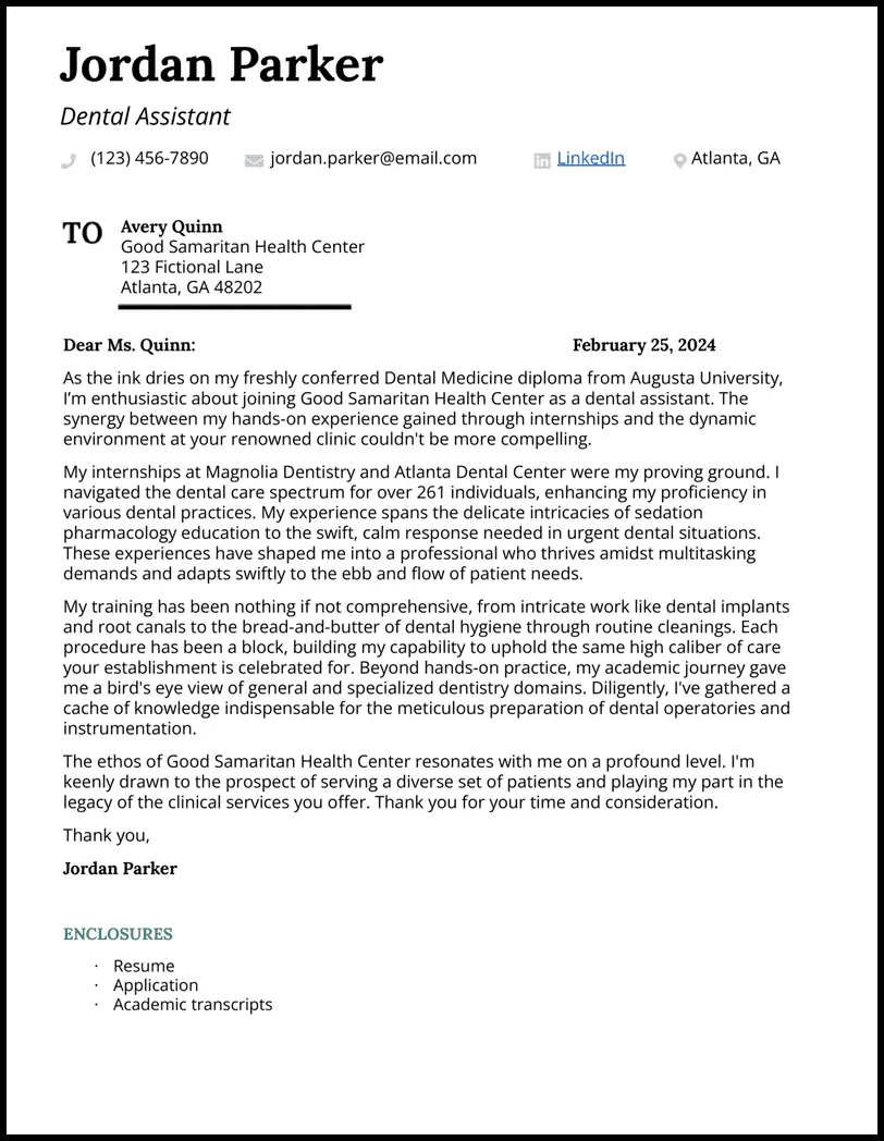 38448 dentistry cover letter formatting