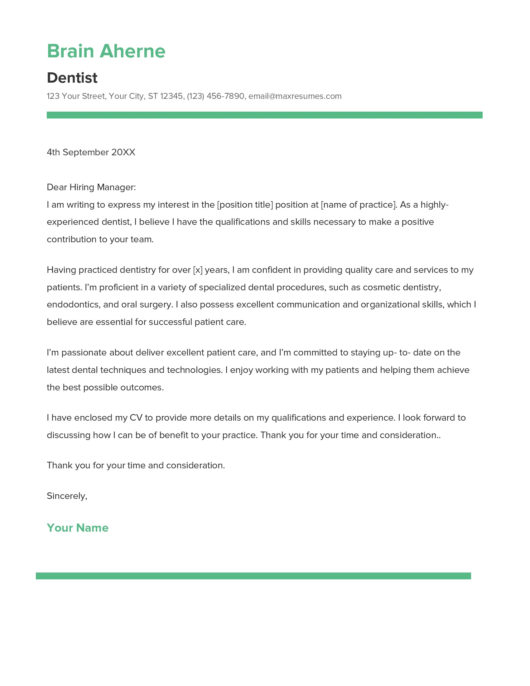 38448 dentistry cover letter writing