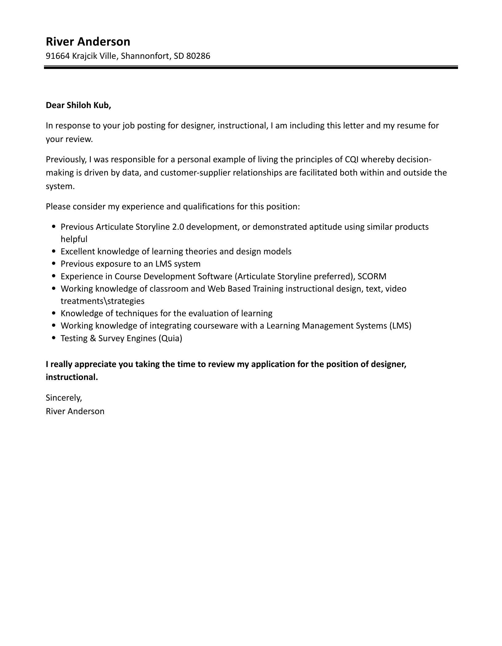 38453 cover letter instructional designer skills