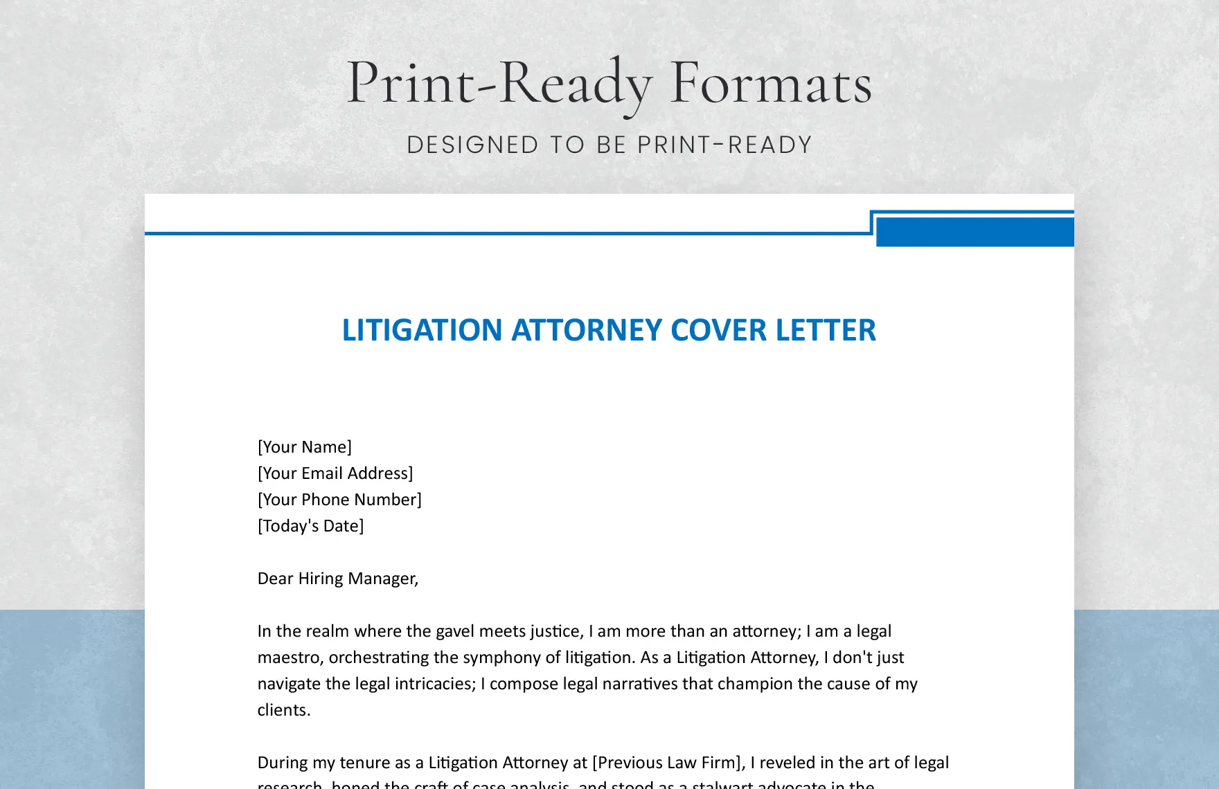 38459 litigation attorney cover letter skills