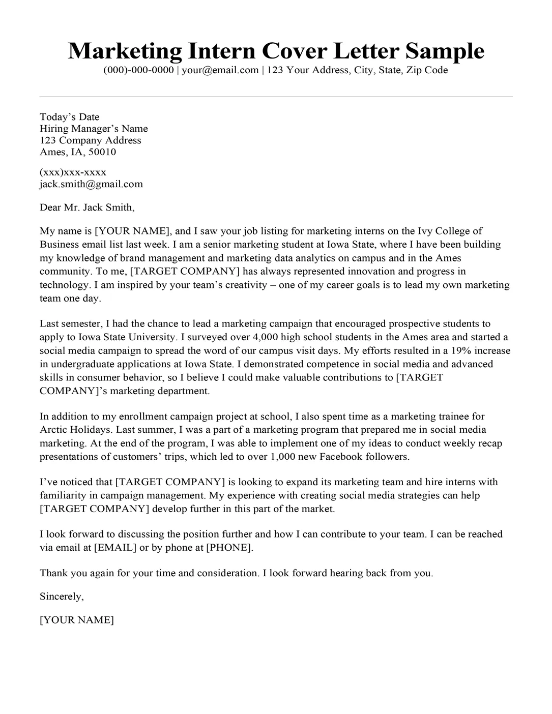 38495 marketing skills experience