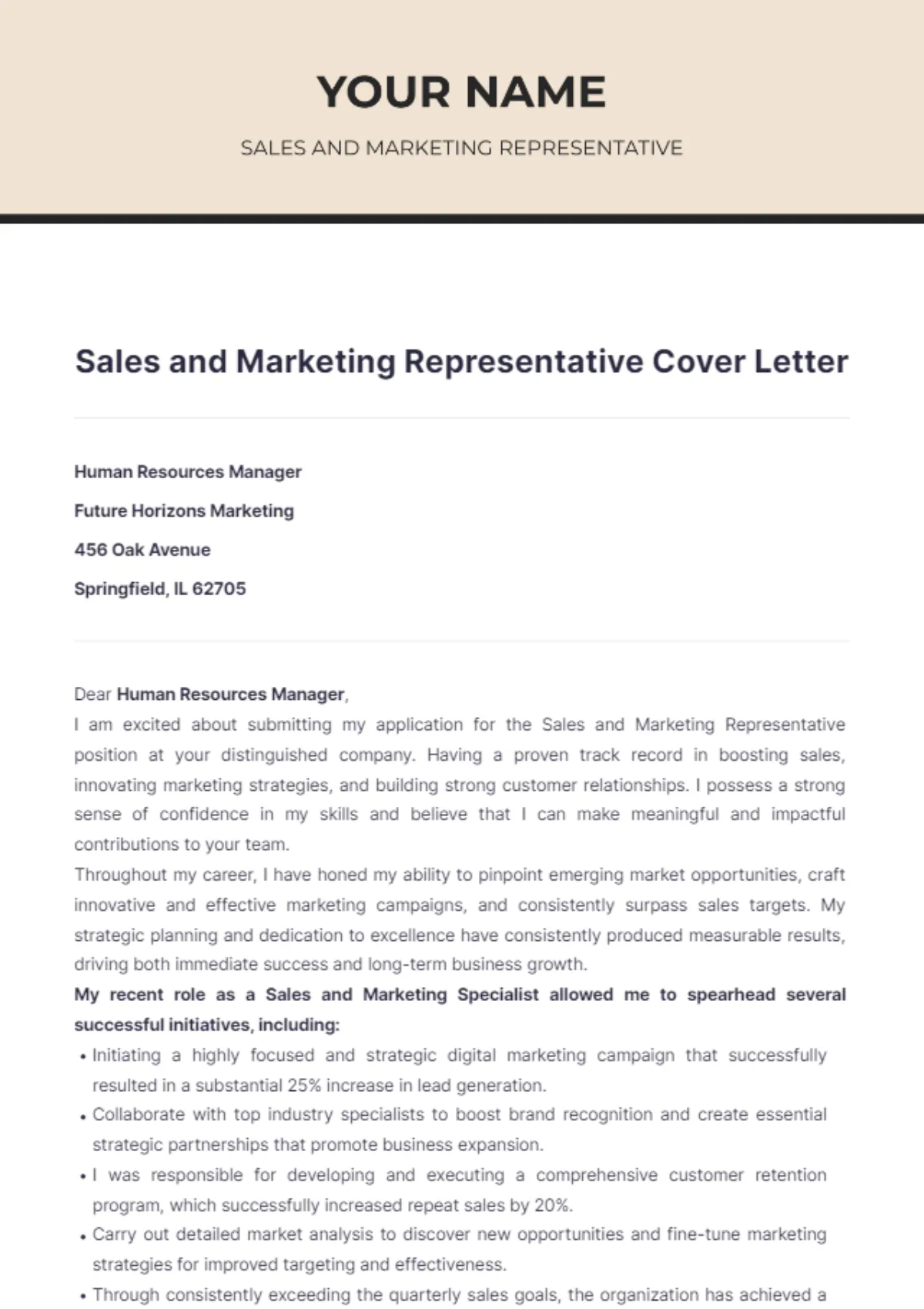 38497 sales marketing cover letter skills