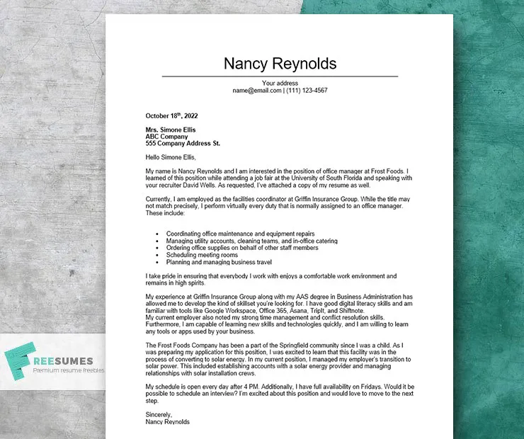38534 professional cover letter