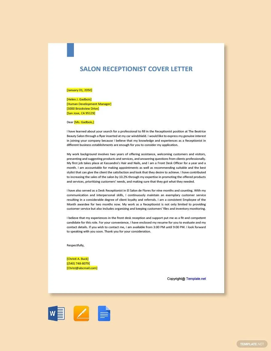 38547 salon receptionist skills