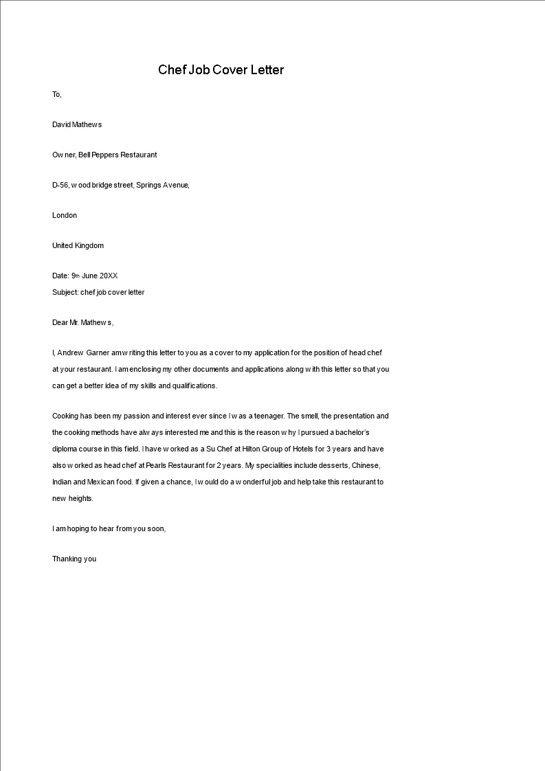 38578 chef cover letter skills