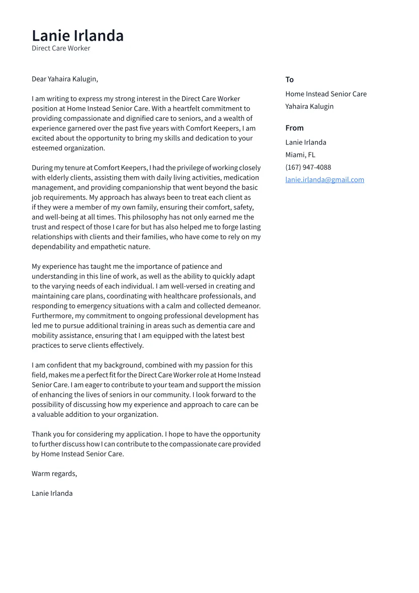 38602 direct care worker formatting cover letter