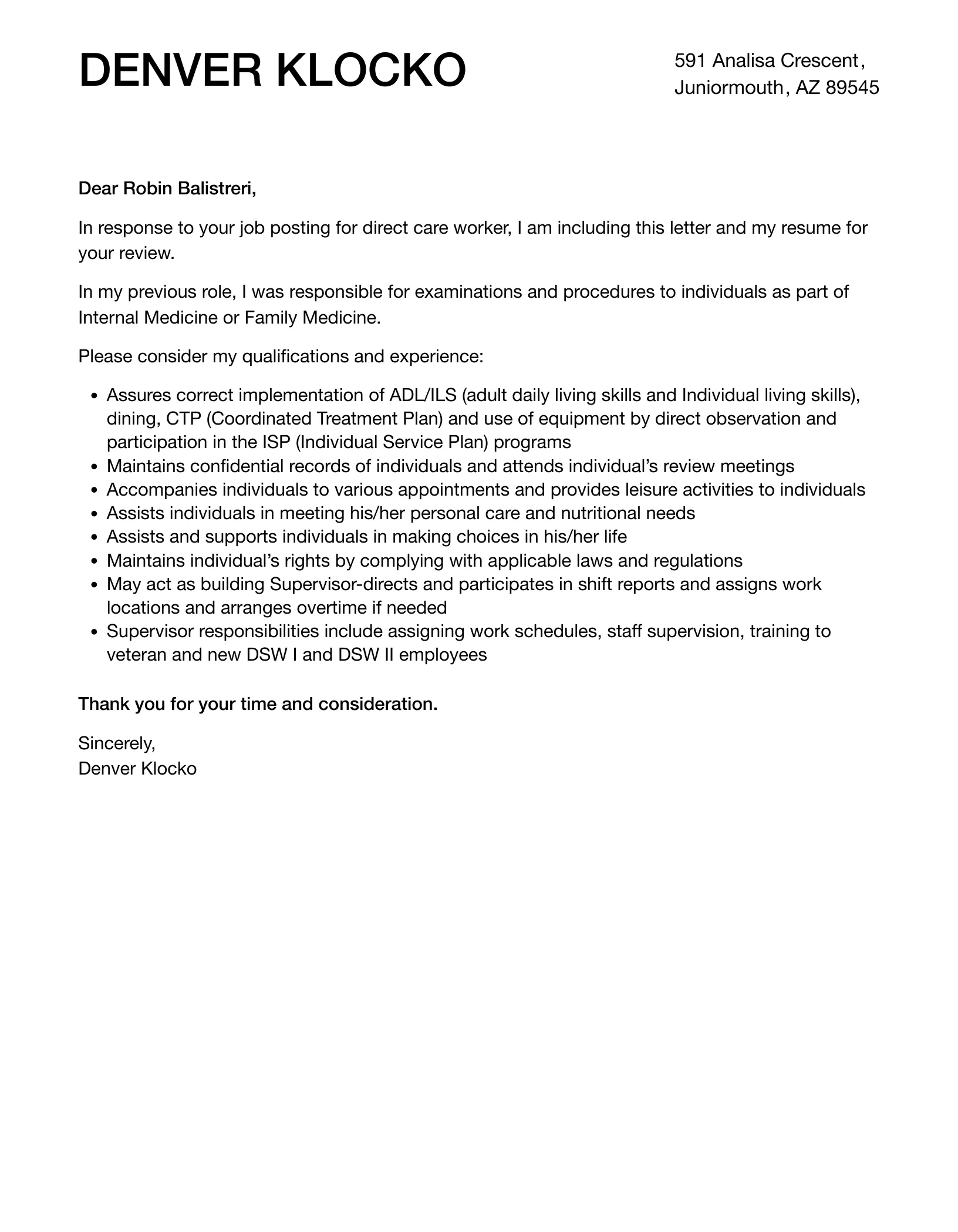 38602 direct care worker tailoring cover letter