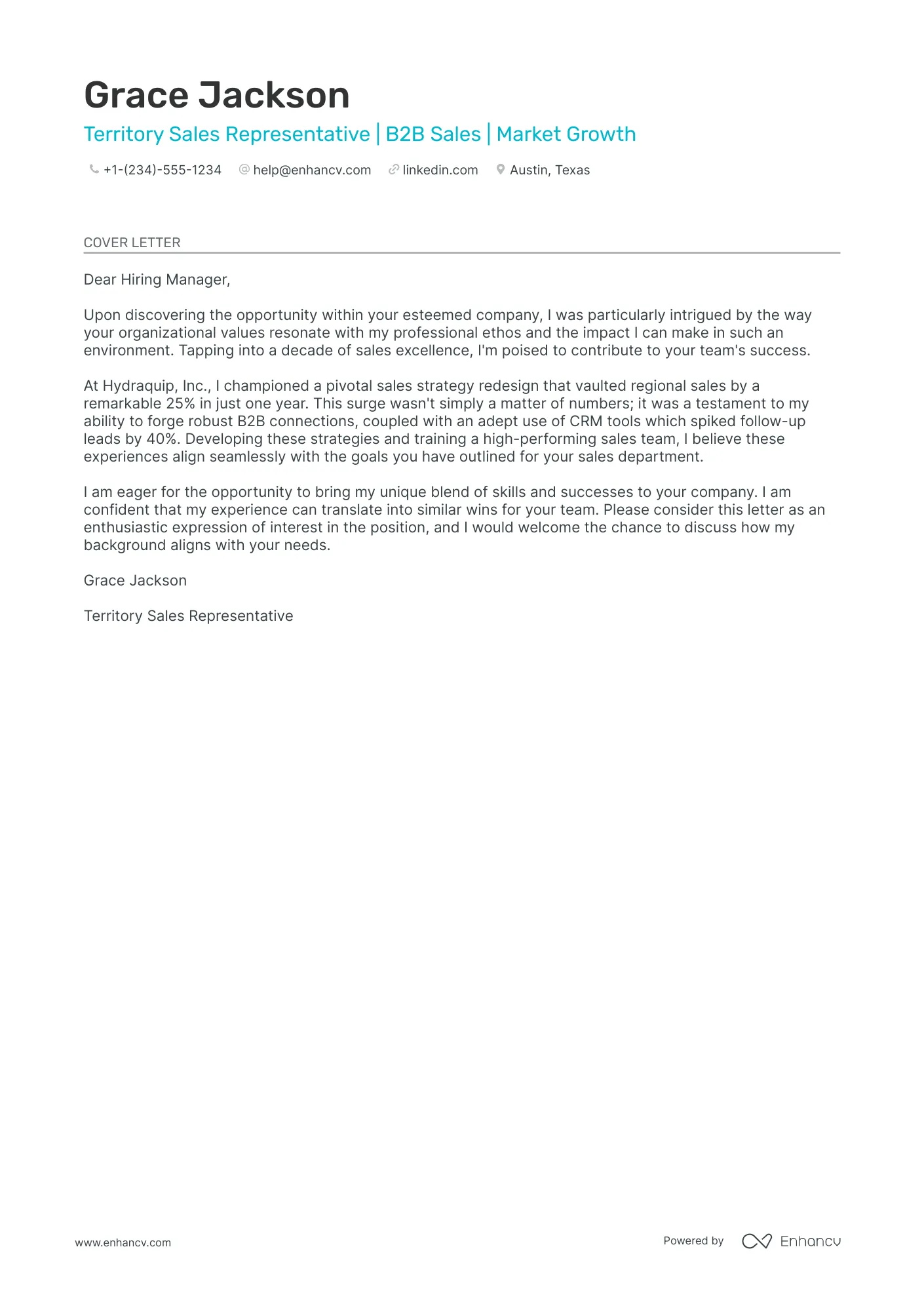 38606 sales achievements cover letter