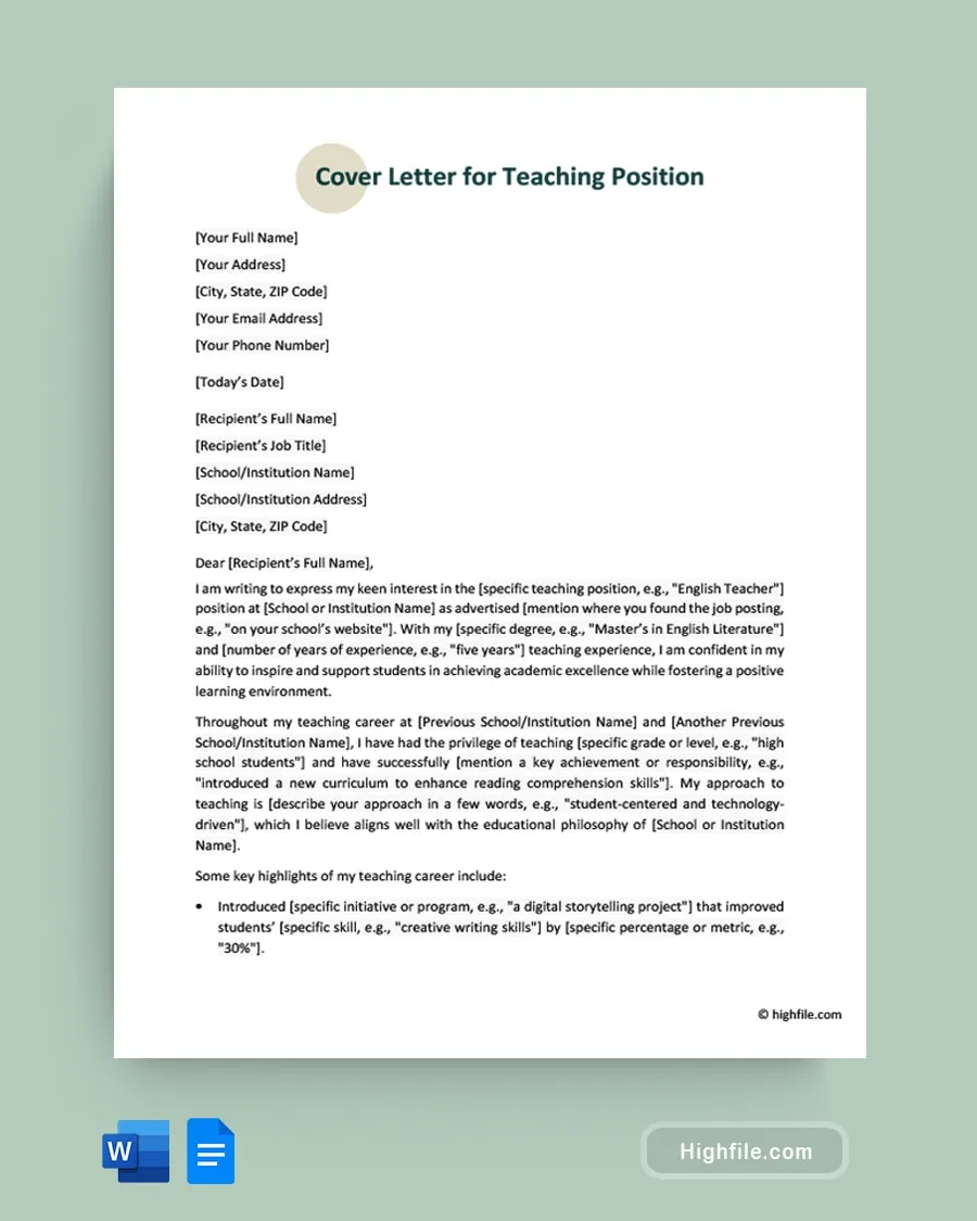 38622 formatting cover letter