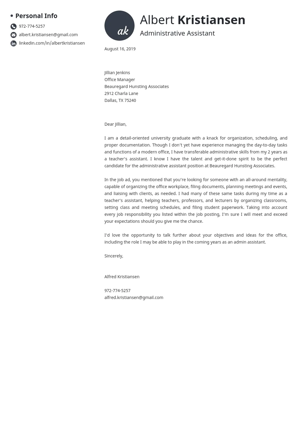 38626 cover letter structure admin
