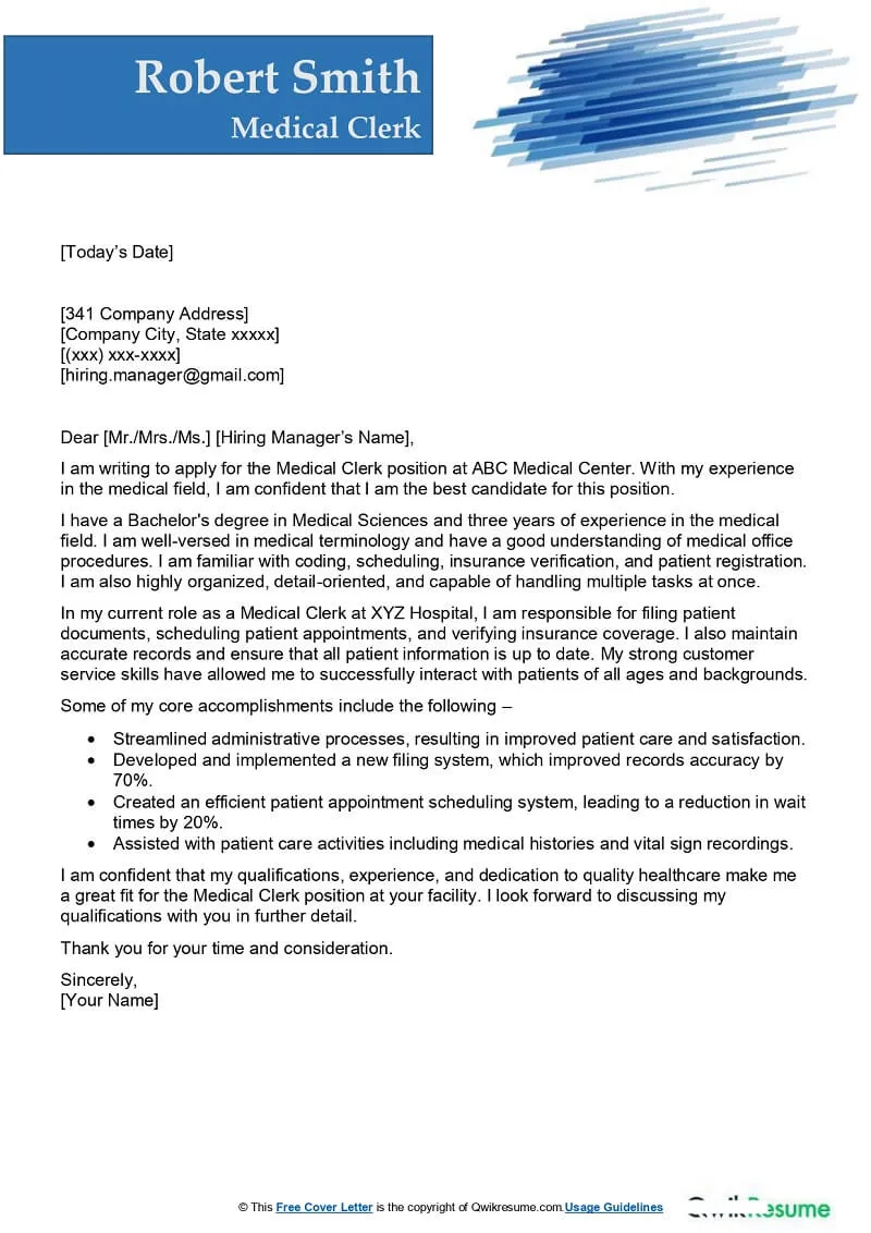 38648 medical office cover letter formatting