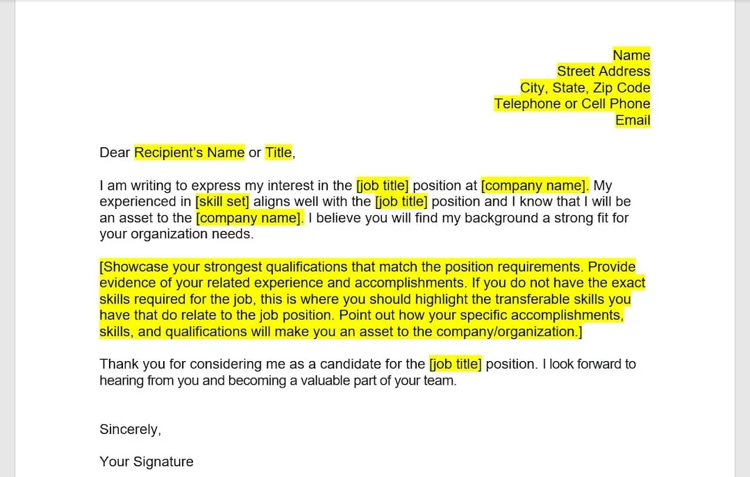 38658 opening paragraph cover letter