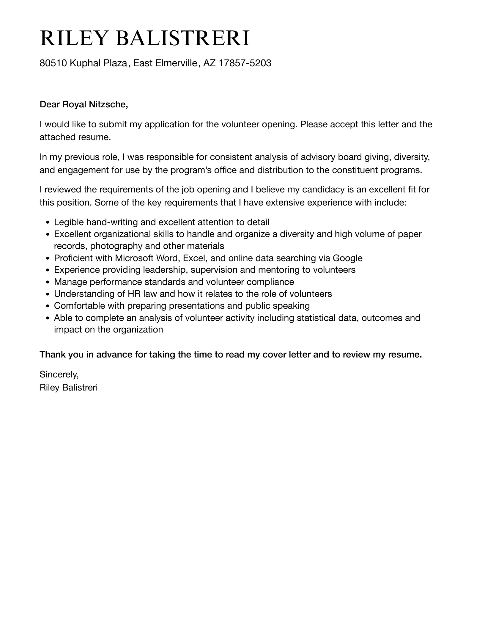 38659 cover letter volunteer experience 5