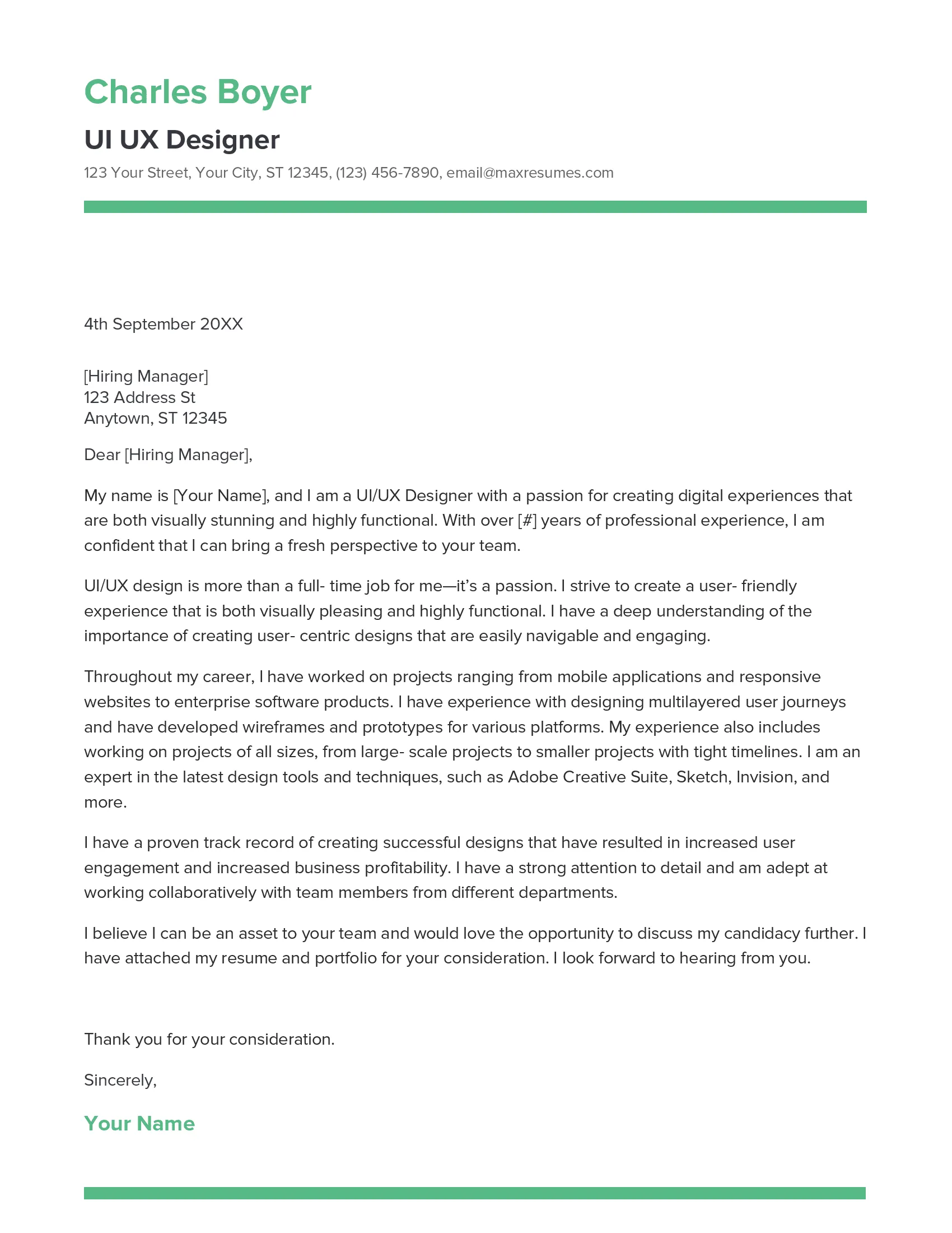 38671 ux design cover letter skills